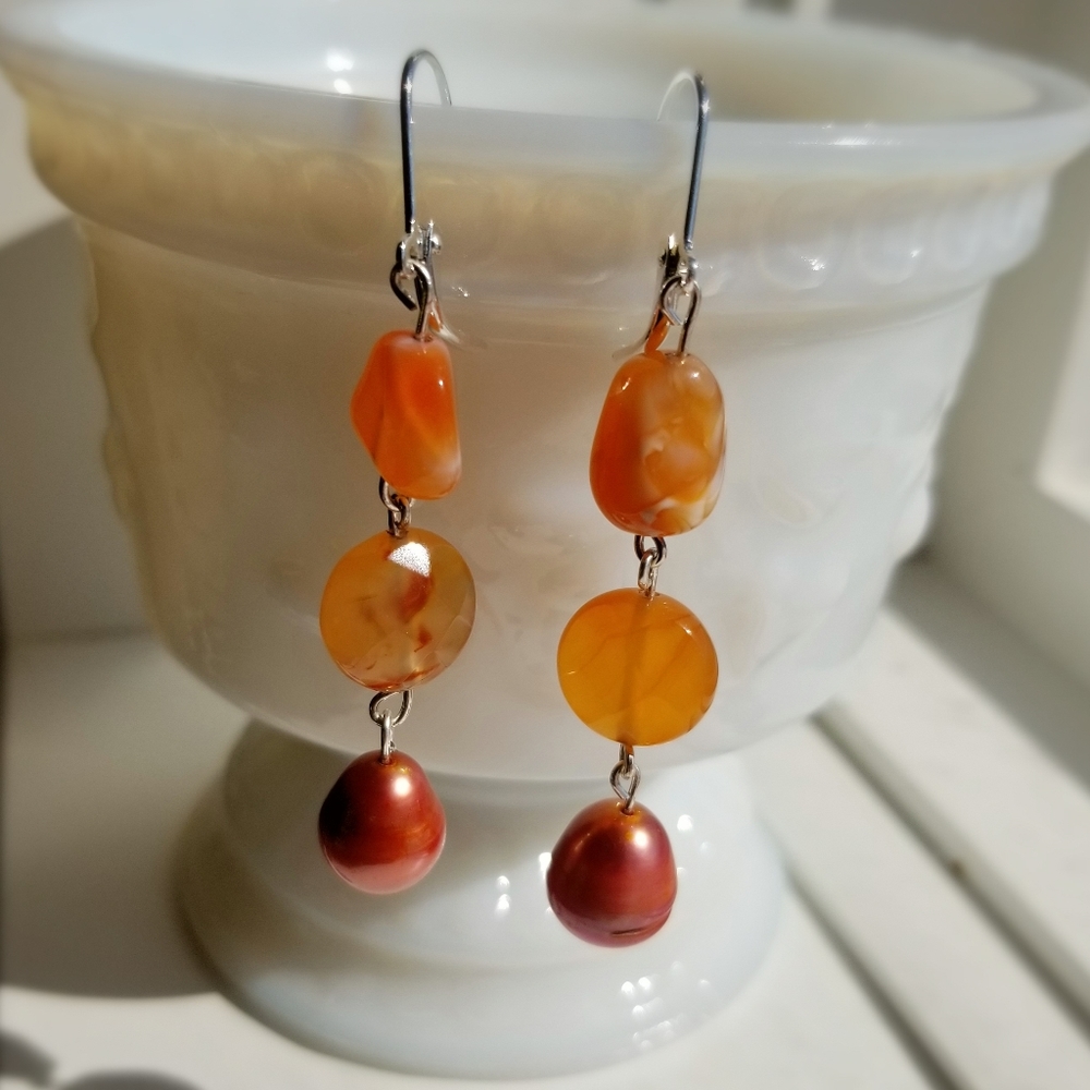 Upcycled Genuine Stone Earrings